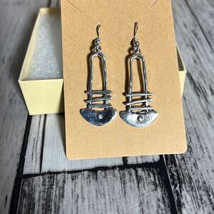 Abstract Silver Drop Earrings